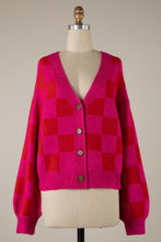 Load image into Gallery viewer, Checkered Cardi - Pink/red
