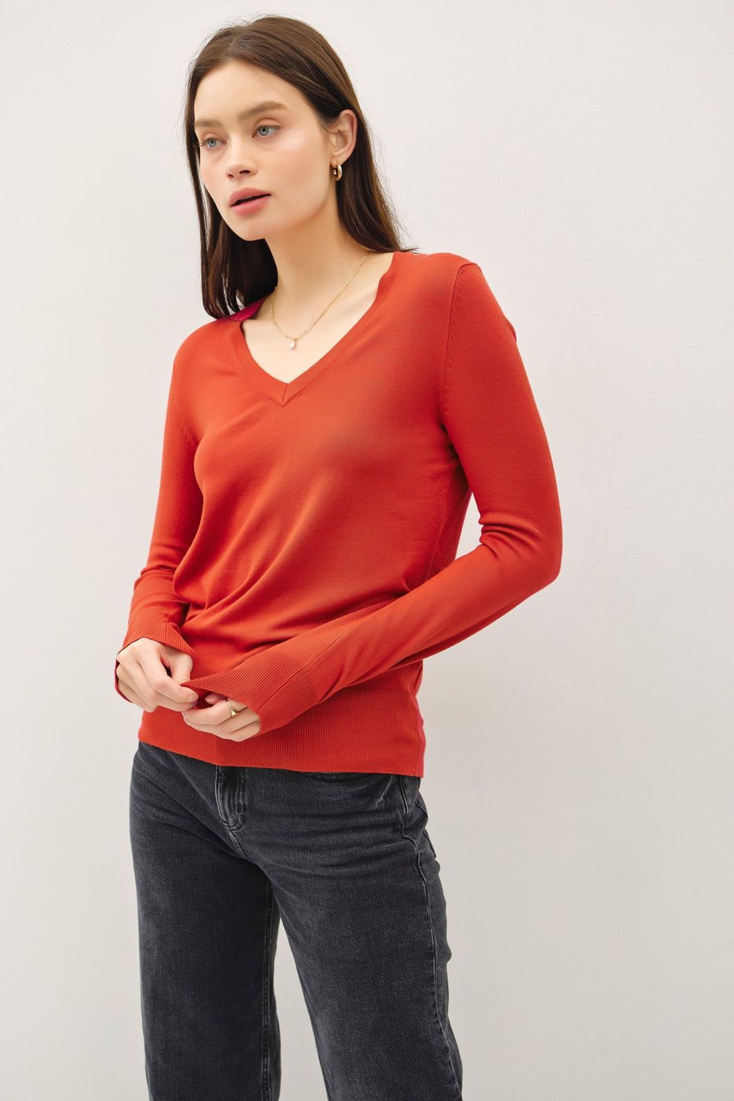 v neck light knit - Poppy