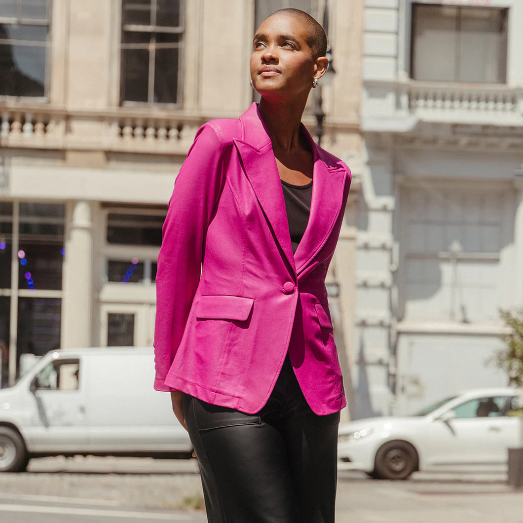 liquid leather blazer - Magenta