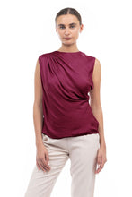 Load image into Gallery viewer, Gathered Satin Tank - Garnet
