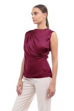 Load image into Gallery viewer, Gathered Satin Tank - Garnet
