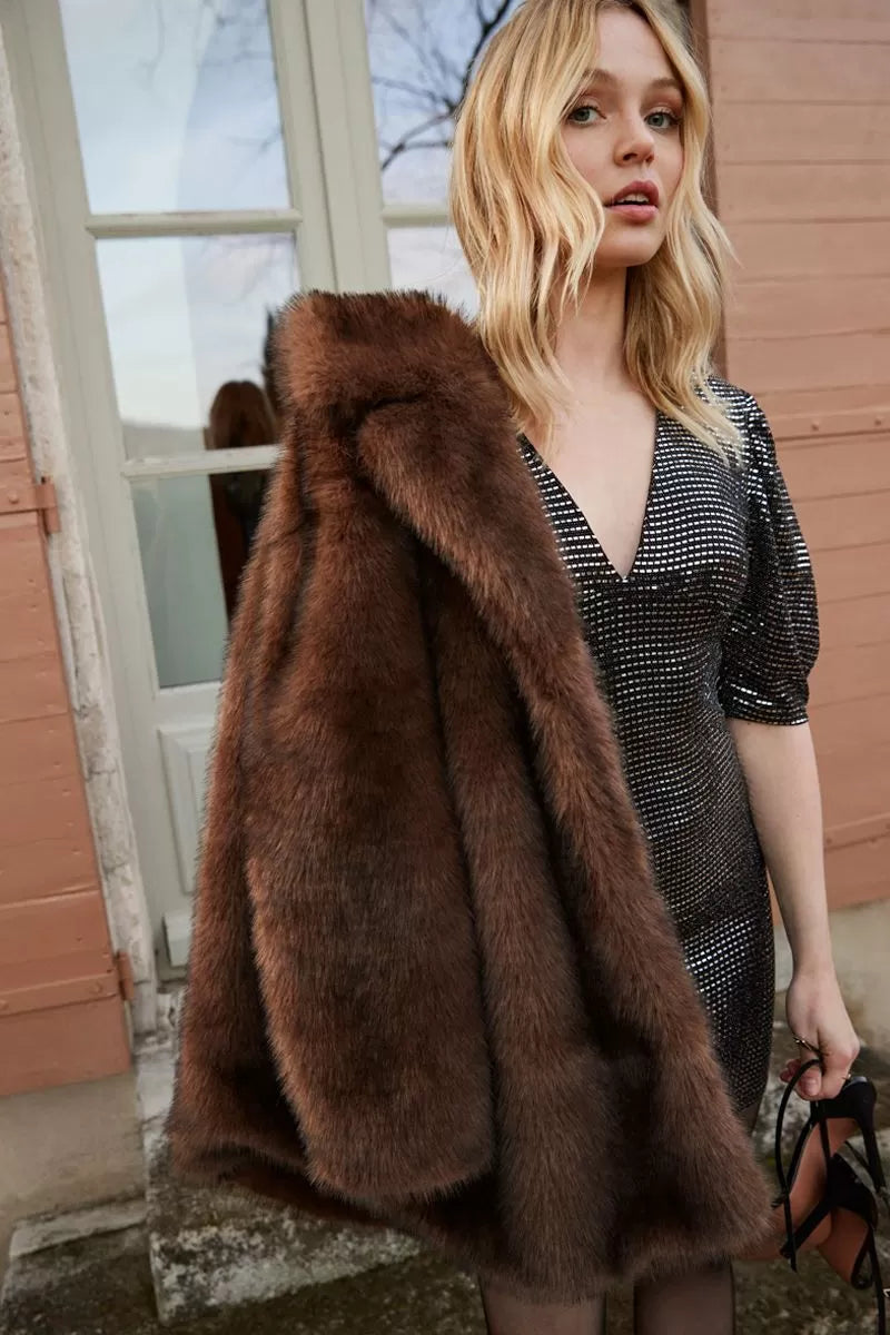 Faux fur coat - Brown