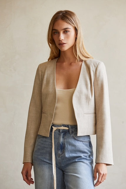 Cropped open Blazer - Oat