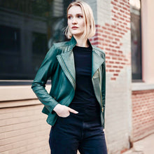 Load image into Gallery viewer, Liquid leather knit jkt - Green
