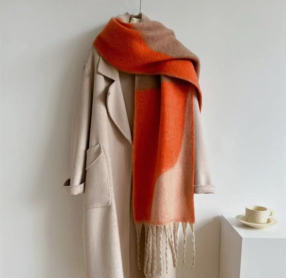 geo colorblock scarf - orange